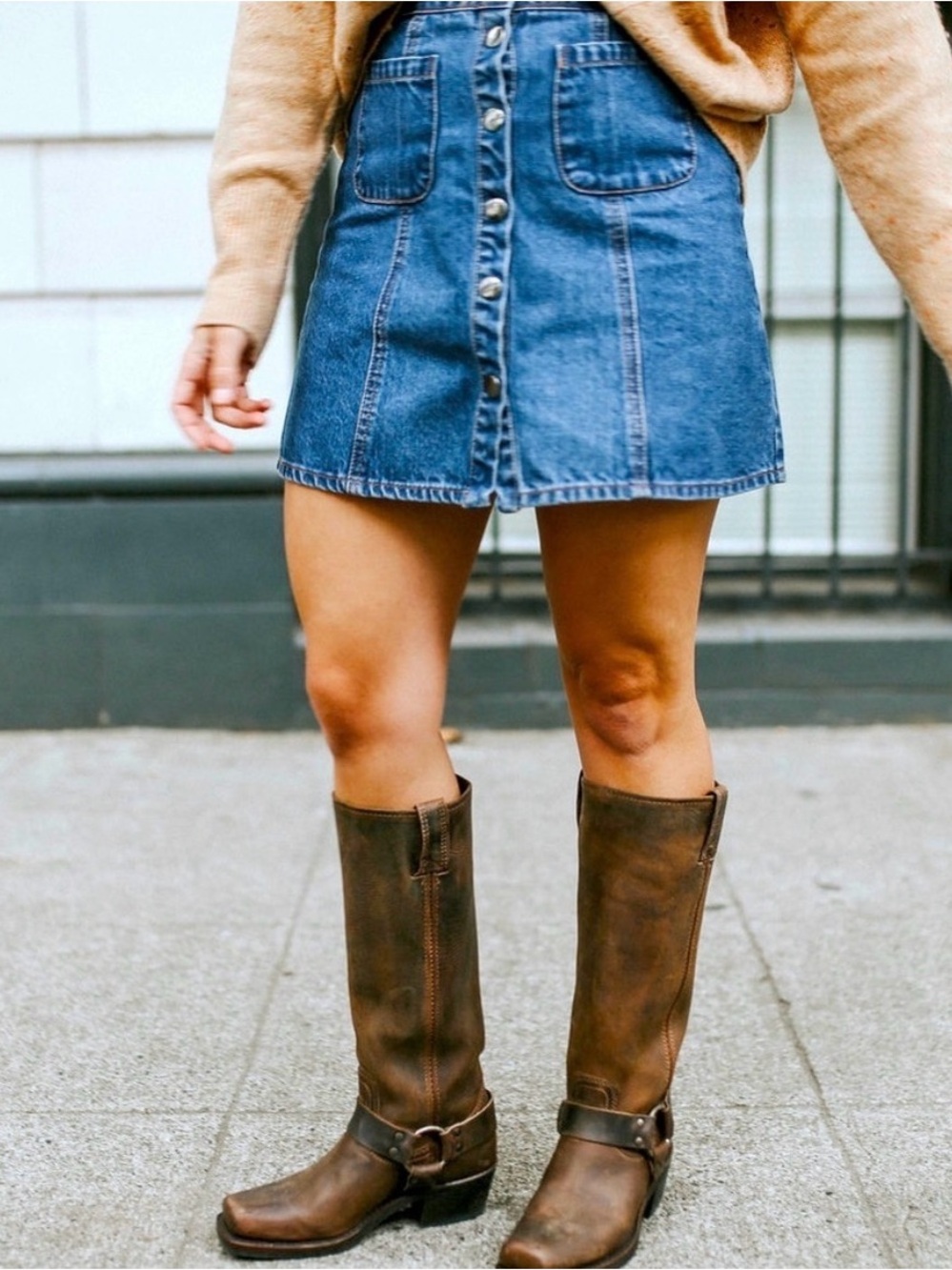 Frye Brown Leather Harness Boots - Picture 2 of 5
